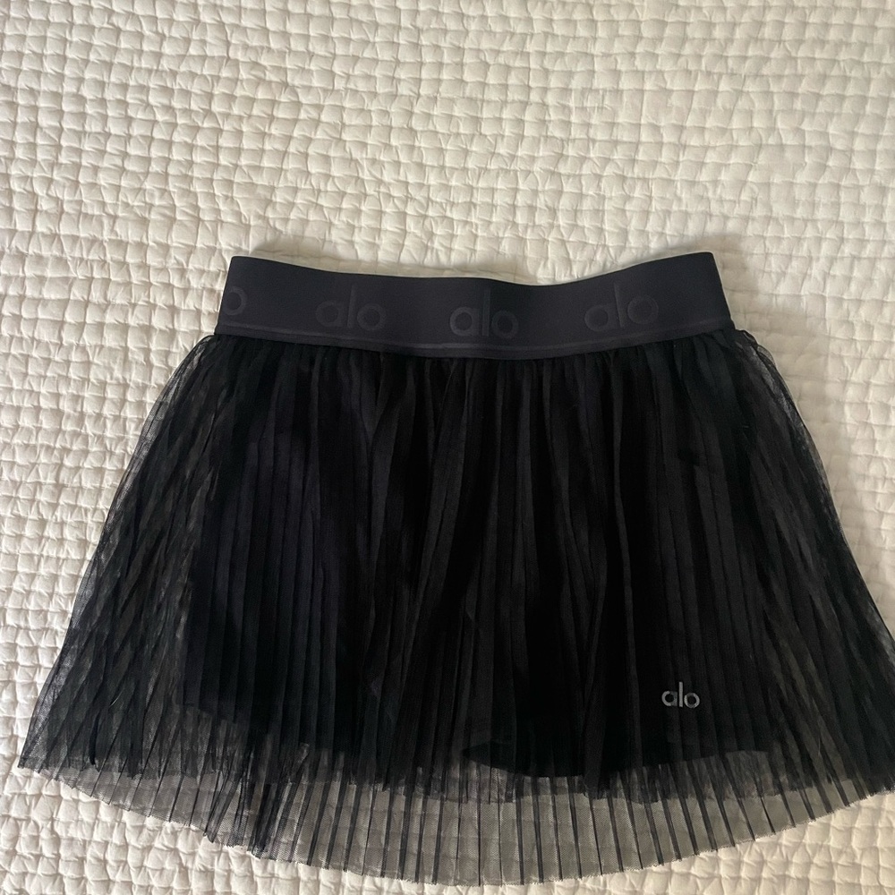 ALO Yoga Black Mesh Mini Skirt